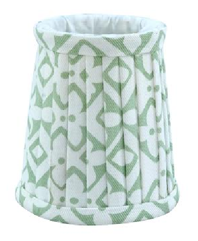 Pleated Cotton Sconce Shade in Green/White with Floral Design