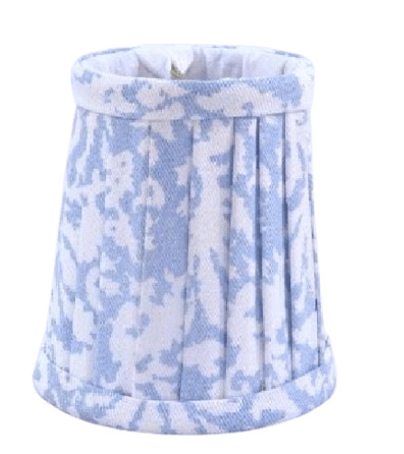 Pleated Cotton Sconce Shade in Soft Blue/White with Leaf Design
