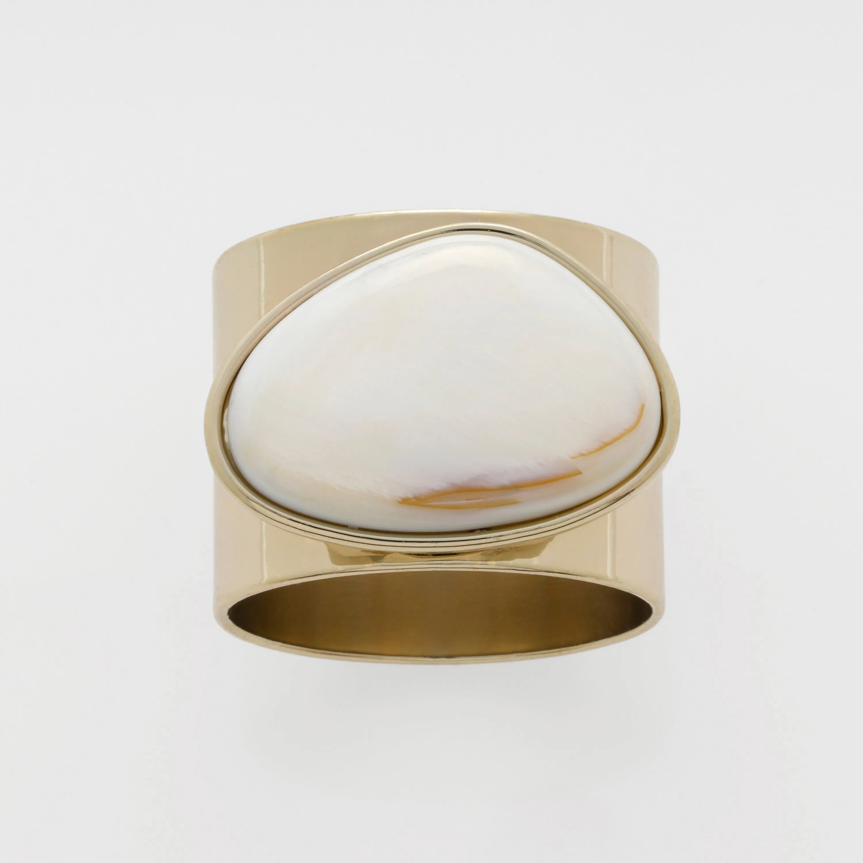 Gilt edge shell napkin rings, mother of pearl, set of two