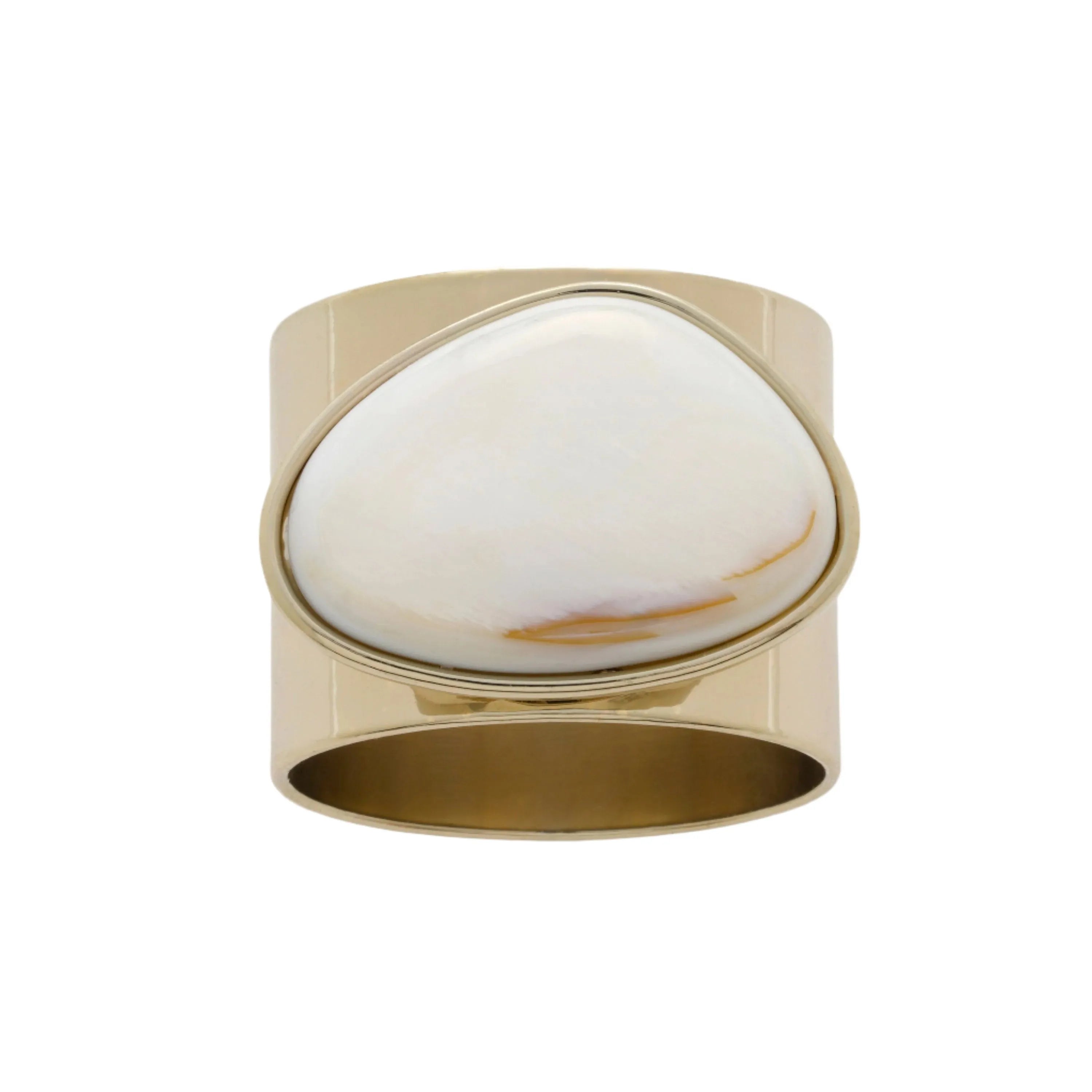 Gilt edge shell napkin rings, mother of pearl, set of two