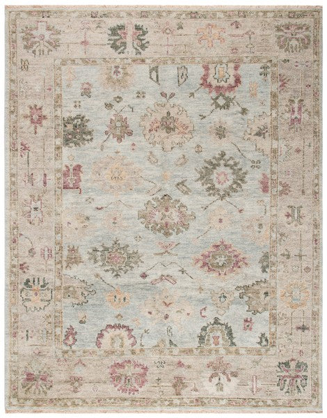 Samarkand Wool Rug in Light Blue and Sage