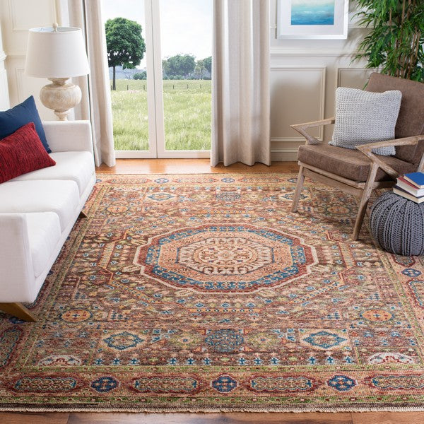 Samarkand Wool Rug in Brown and Rust