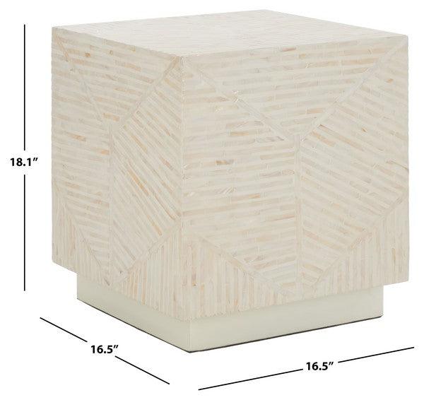 Safavieh Kiely Champagne Faux Mother Of Pearl Square Stool