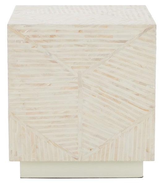 Safavieh Kiely Champagne Faux Mother Of Pearl Square Stool