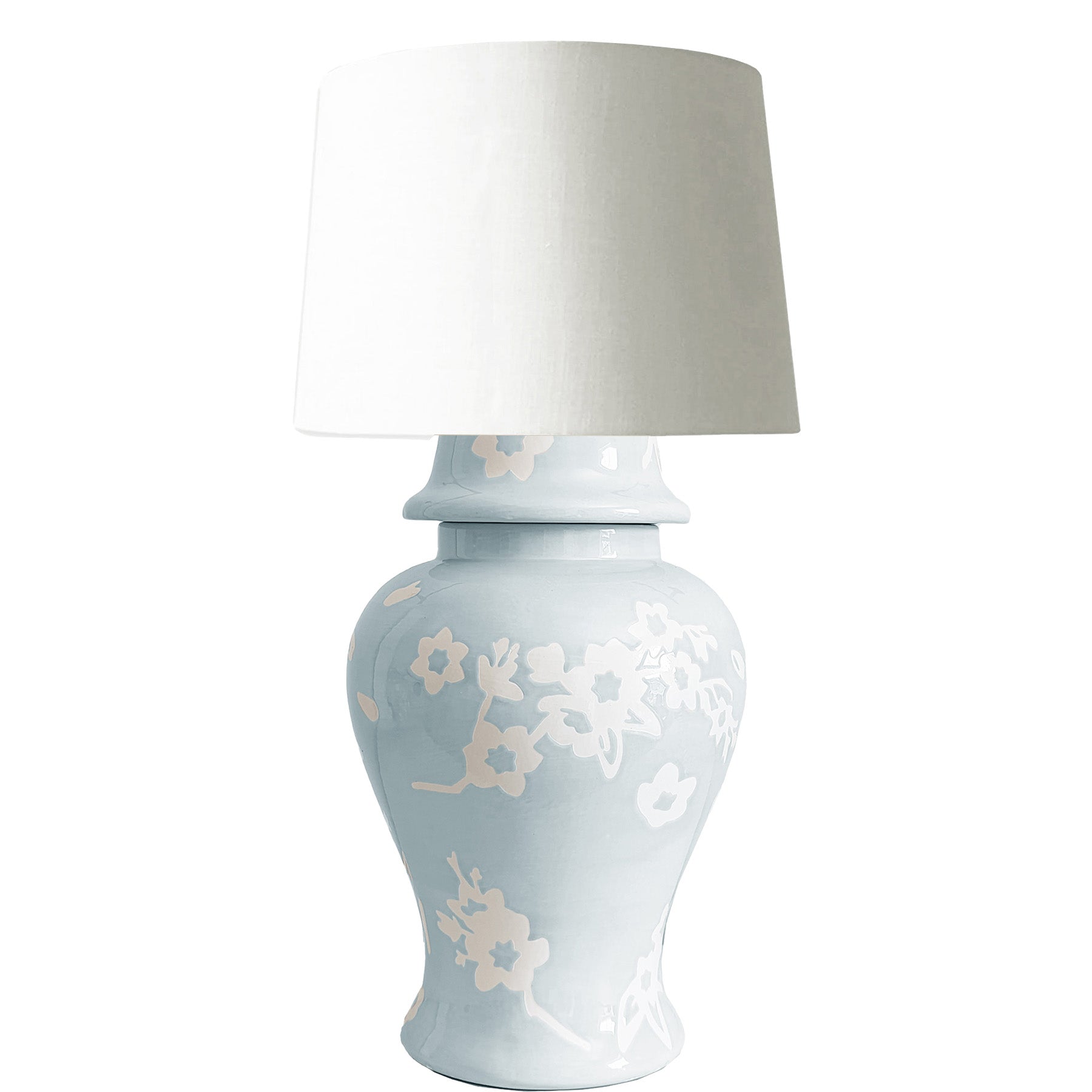 Sakura Ginger Jar Lamp in Hydrangea Light Blue