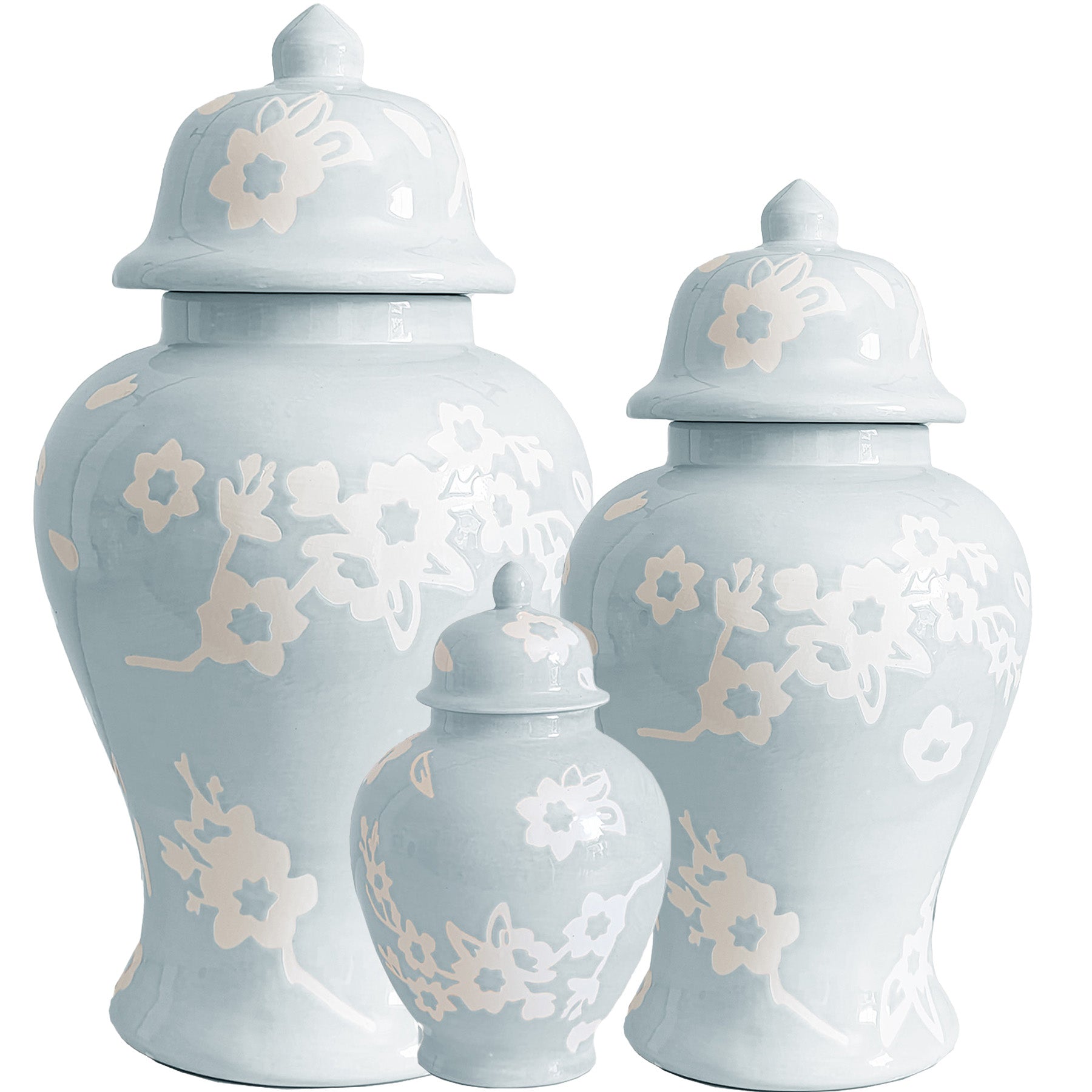 Sakura Ginger Jars in Hydrangea Light Blue