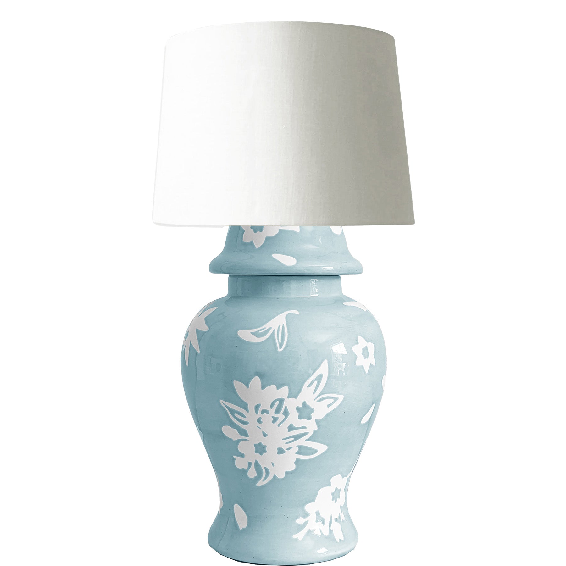 Sakura Ginger Jar Lamp in Robins Egg Blue