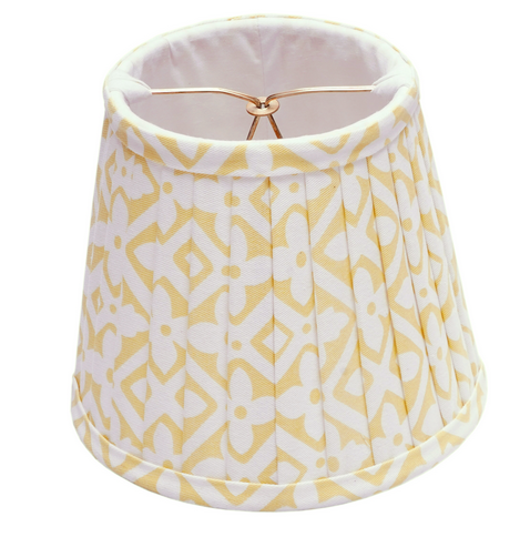 White Floral & Soft Yellow Pleated Sconce Shade