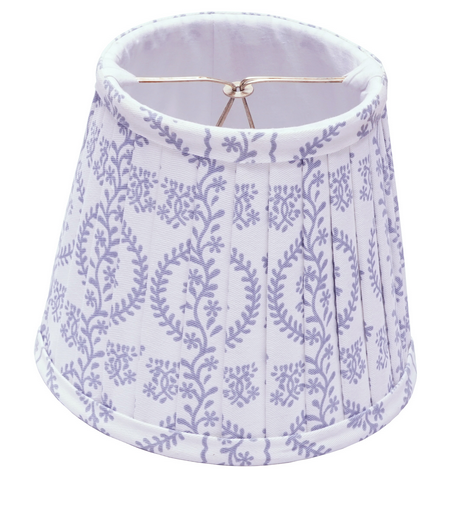 Soft Blue Trellis Pattern on White Pleated Sconce Shade