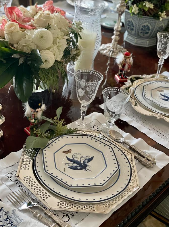 Lily of the Valley Blue and White Dinner Plate