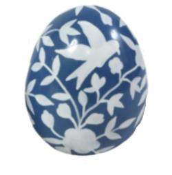 Navy & White Bird & Vine Egg