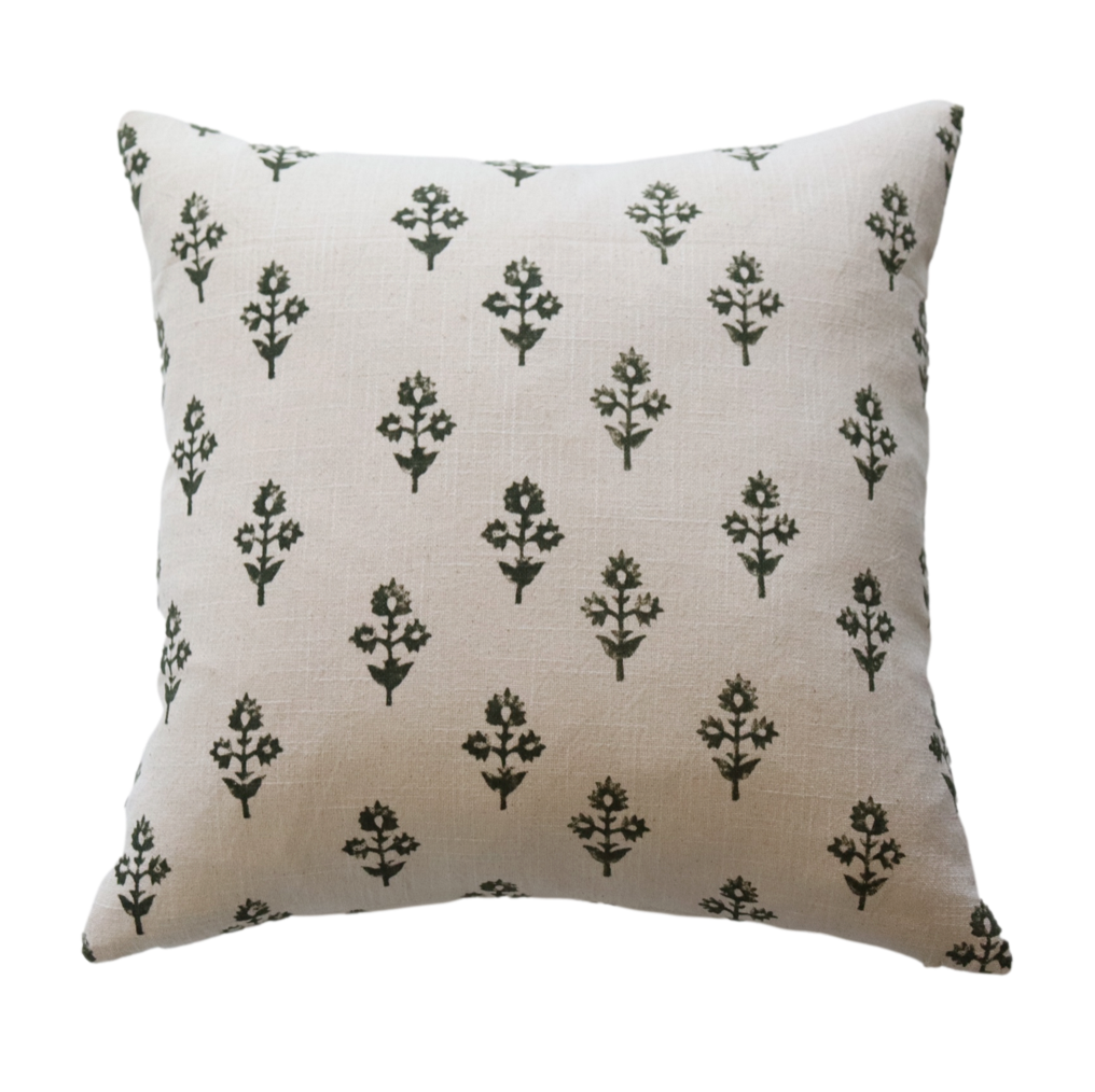 Aspen Floral Block Print Pillow Cover