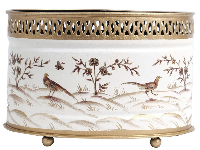 Ivory & Gold Oval Planter