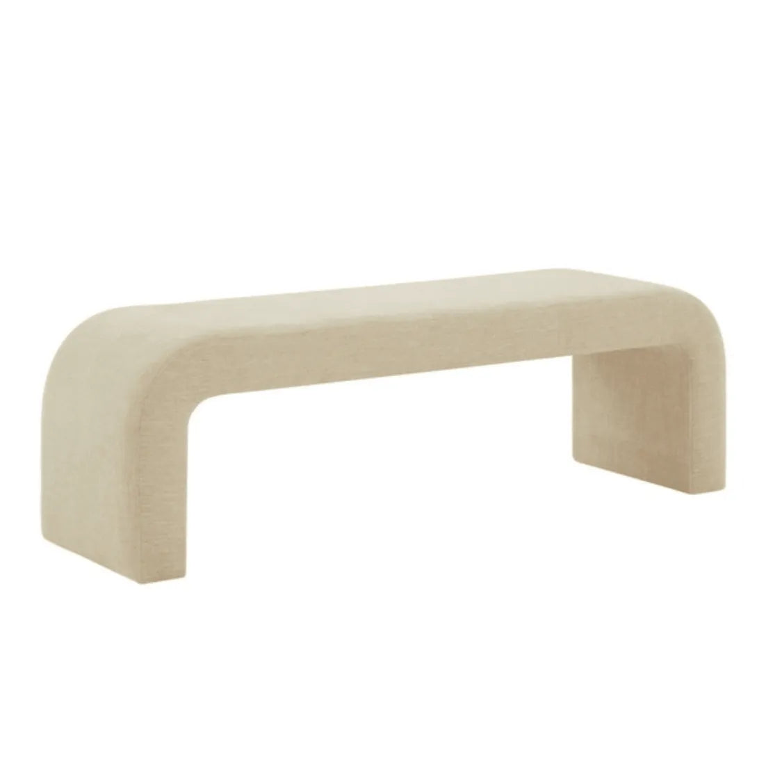 Safavieh Caralynn Upholstered Bench in Beige with Rounded Corners