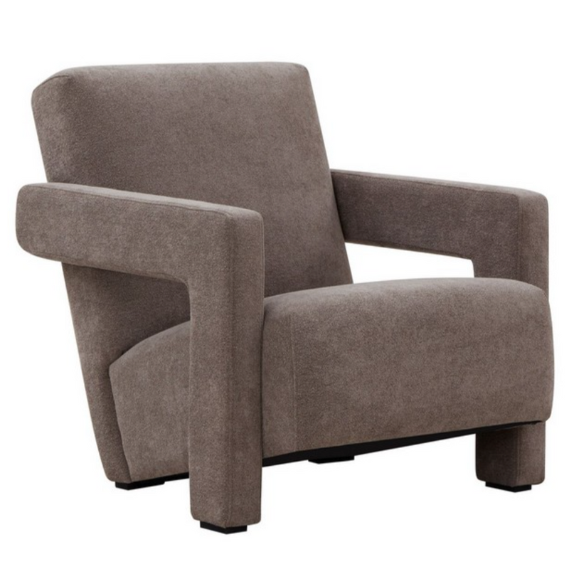 Safavieh Taylor Boucle Accent Chair in Brown with Angled Back and Seat