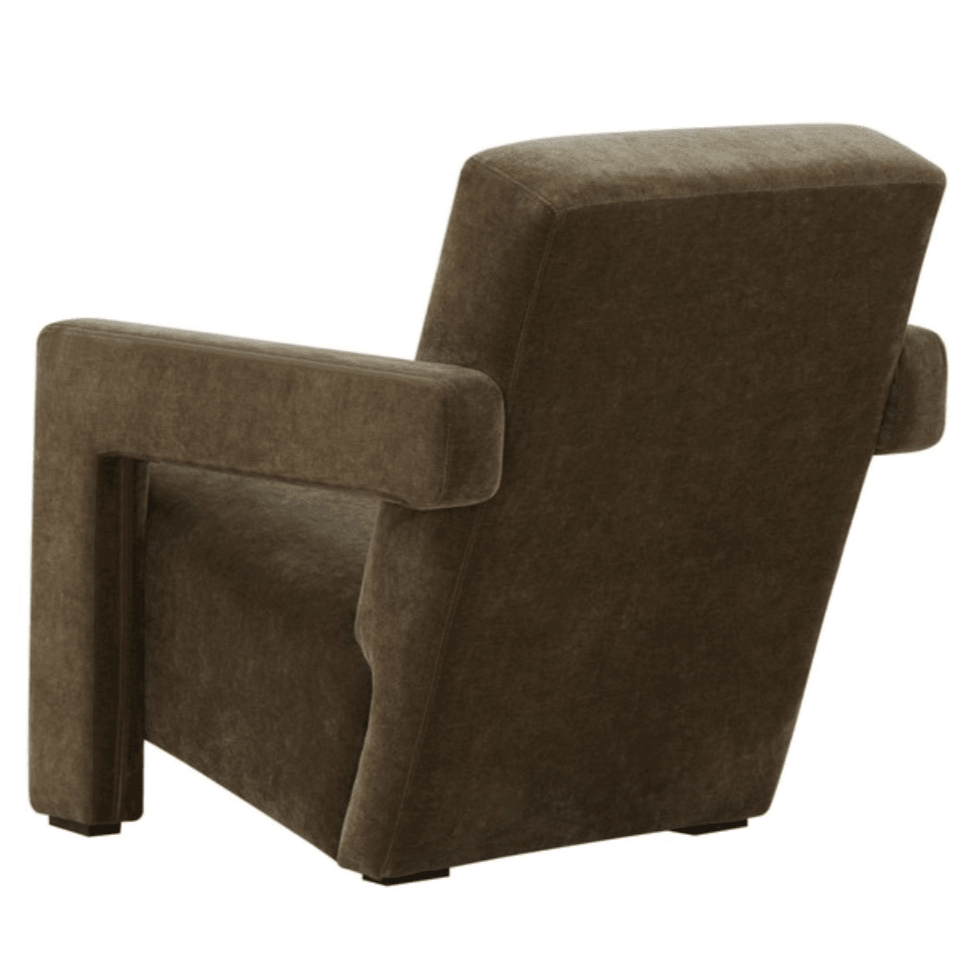 Safavieh Taylor Boucle Accent Chair in Dark Olive Green with Angled Back and Seat