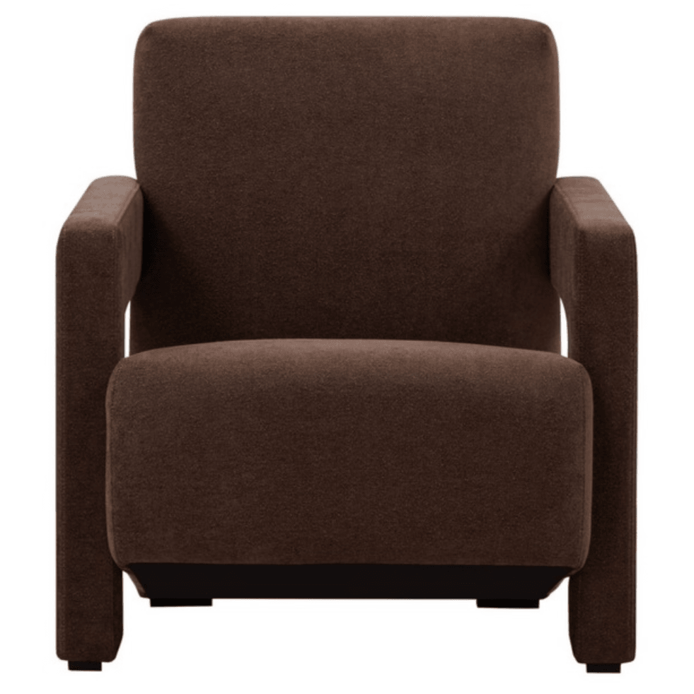 Safavieh Taylor Boucle Accent Chair in Dark Brown with Angled Back and Seat