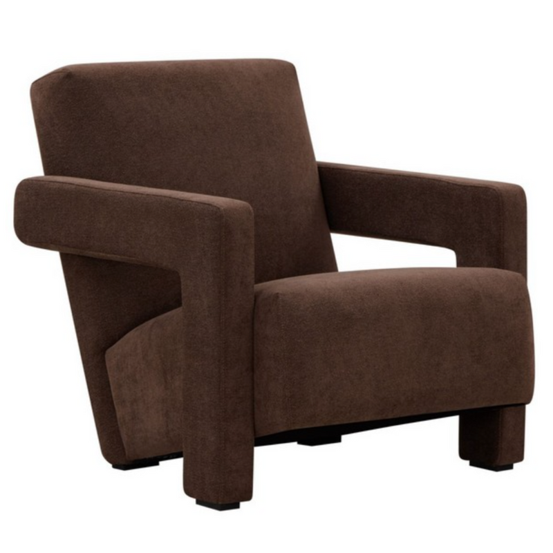 Safavieh Taylor Boucle Accent Chair in Dark Brown with Angled Back and Seat