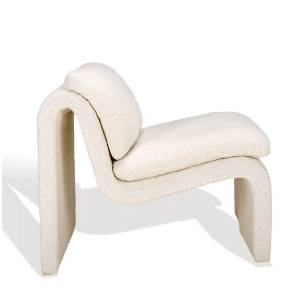 Safavieh Ainslie Boucle Accent Chair in Ivory with Gentle Curves