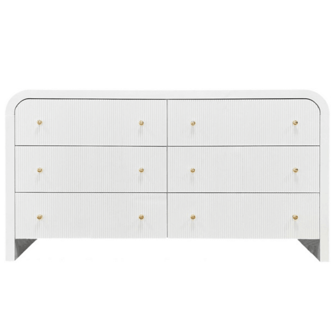 Liabella 6-Drawer Dresser in White with Curve Design