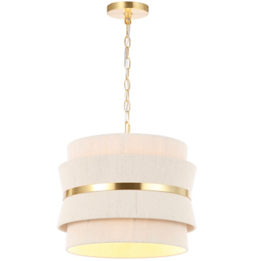 Safavieh Willa Pendant Lighting in Bleached Natural with Brass Band