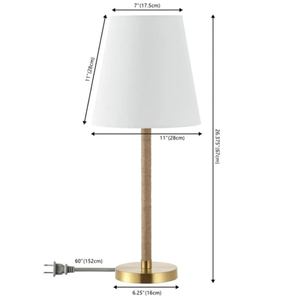 Safavieh Andi Table Lamp in Brass with White Cotton Shade