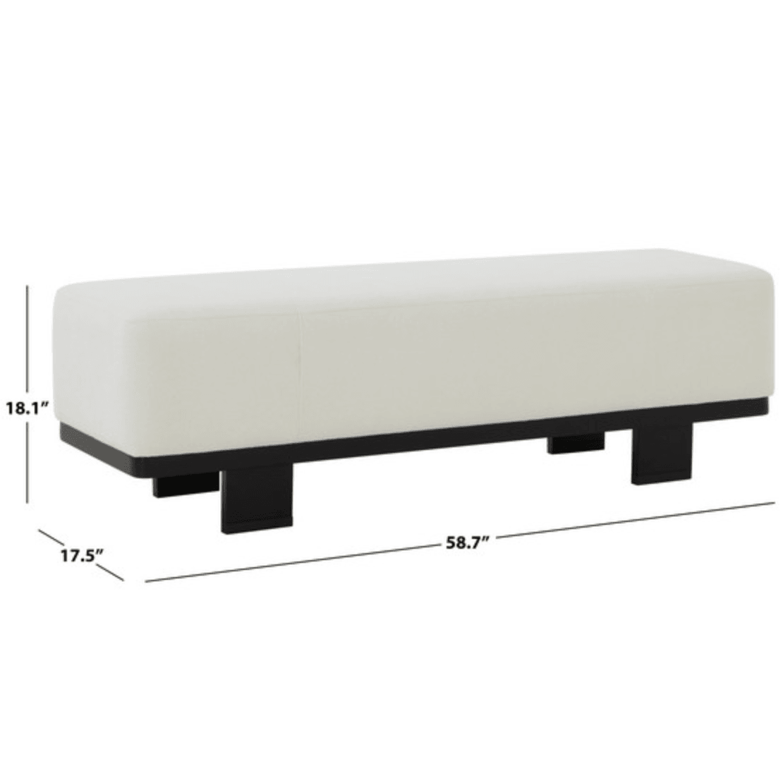 Abrianna Boucle Bench in Ivory/Black with Ash Wood Base