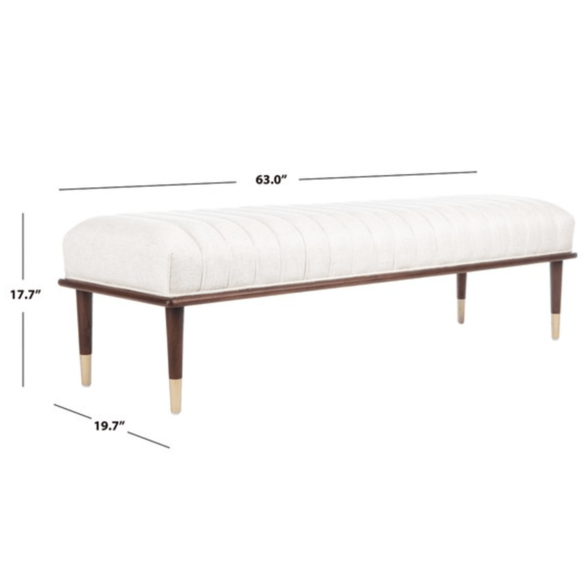 Flannery Viscose Bench in Cream with Teak Legs