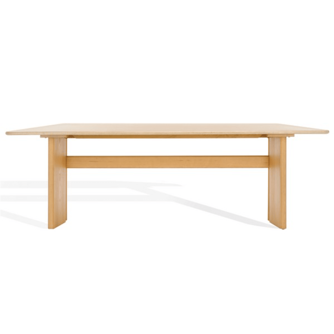 Bellarose Travertine Dining Table in Natural with Ash wood Legs