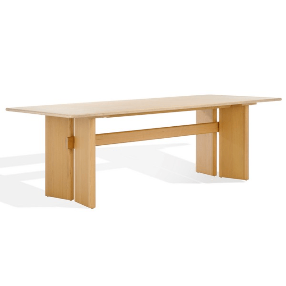 Bellarose Travertine Dining Table in Natural with Ash wood Legs