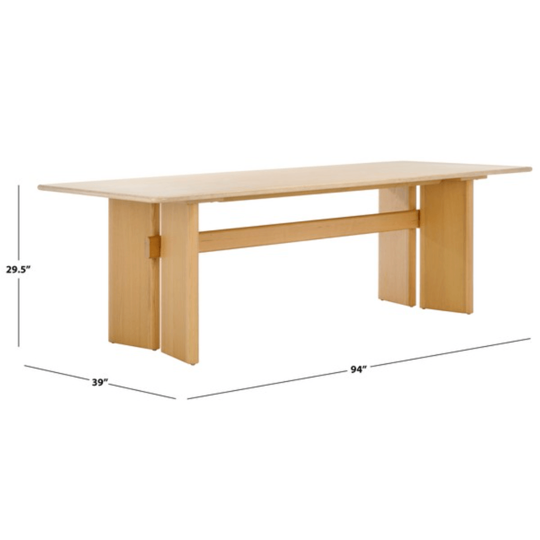 Bellarose Travertine Dining Table in Natural with Ash wood Legs