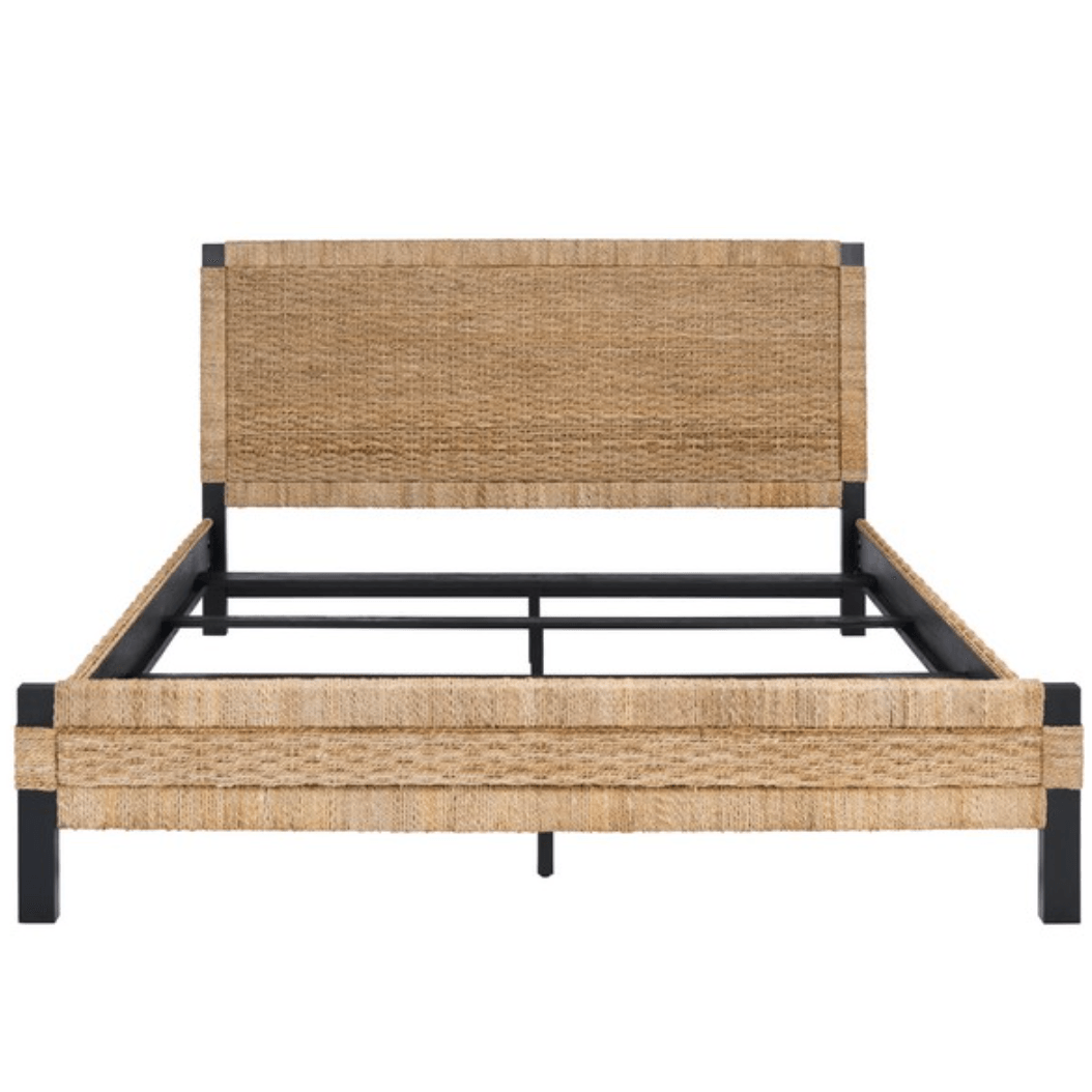 Galen Woven Banana Stem Bed with Black Stainless Steel Frame