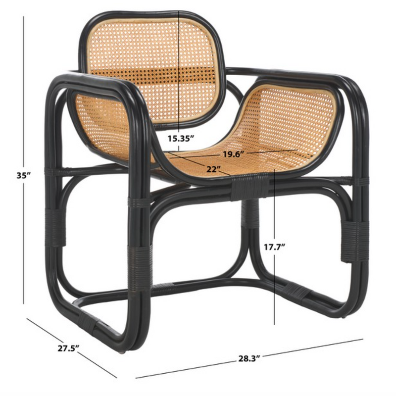 Nadie Wood Accent Chair in Natural and Black with Rattan Mesh