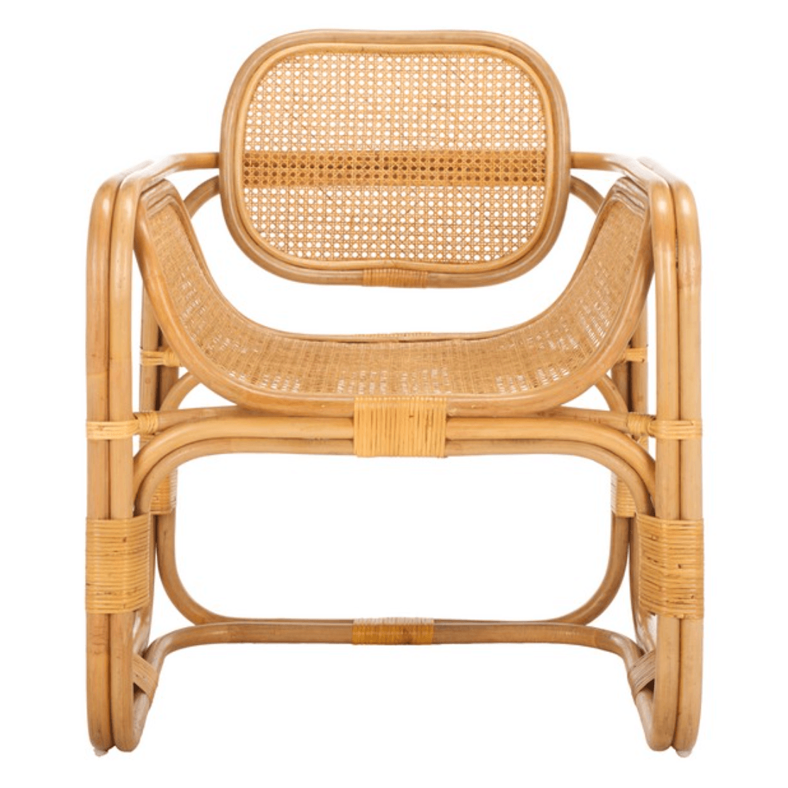 Nadie Wood Accent Chair in Natural with Rattan Mesh