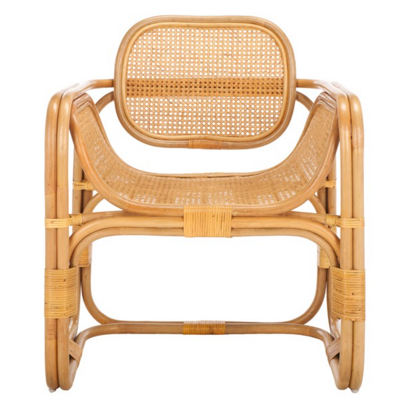 Nadie Wood Accent Chair in Natural with Rattan Mesh