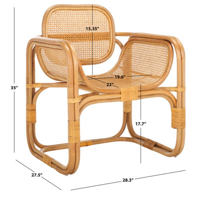 Nadie Wood Accent Chair in Natural with Rattan Mesh