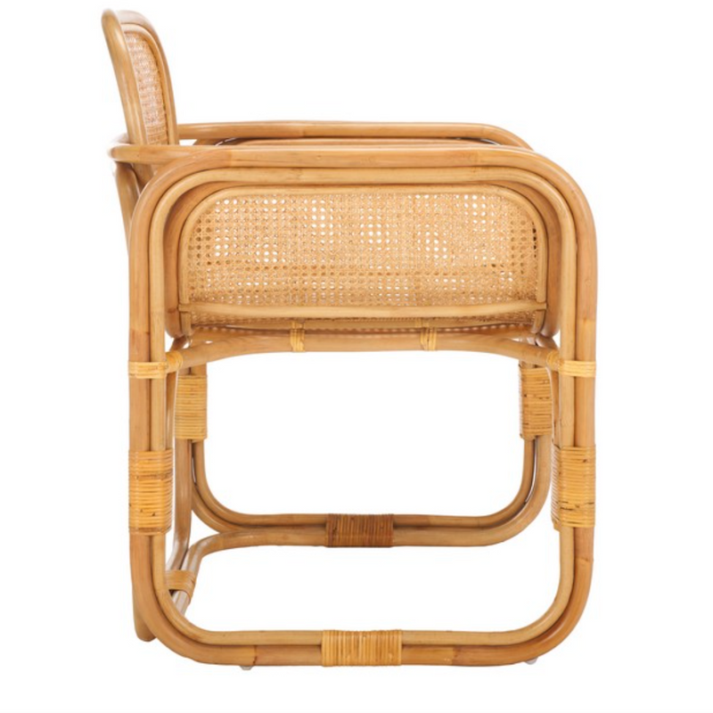 Nadie Wood Accent Chair in Natural with Rattan Mesh