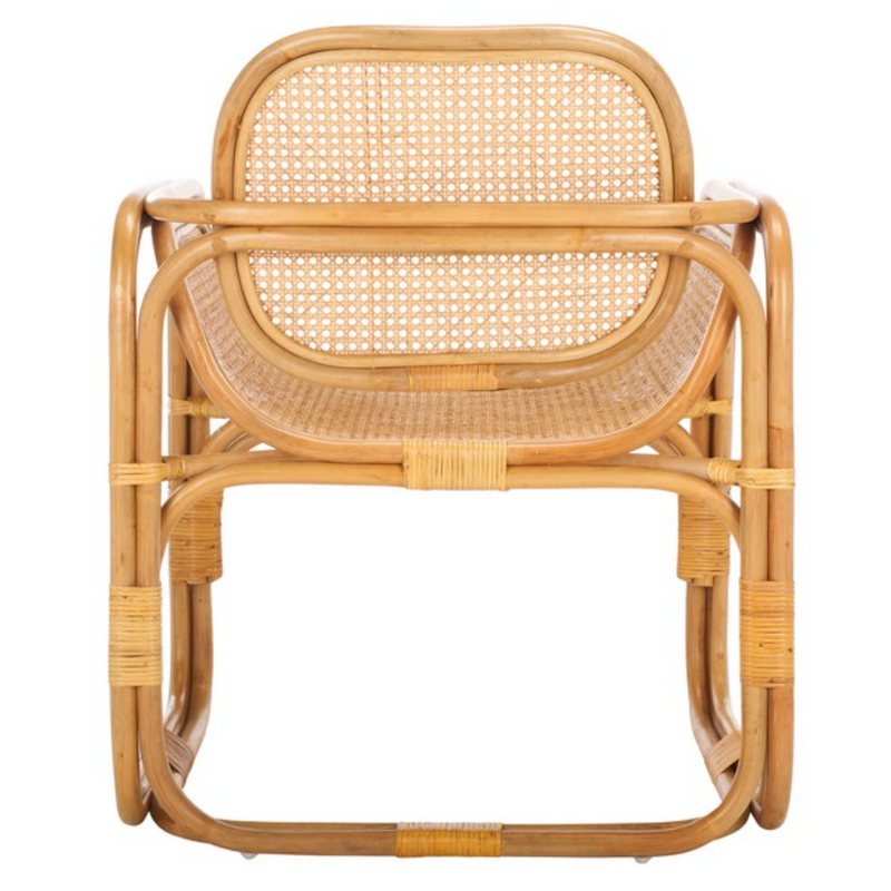 Nadie Wood Accent Chair in Natural with Rattan Mesh