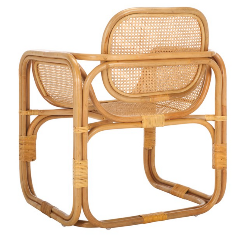 Nadie Wood Accent Chair in Natural with Rattan Mesh