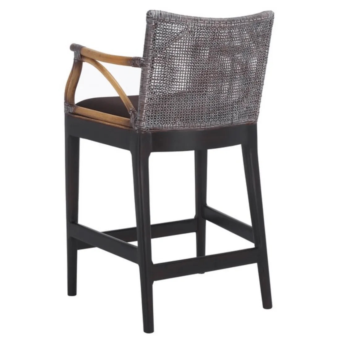 Gianni Rattan Counter Stool in Brown with Wooden Legs