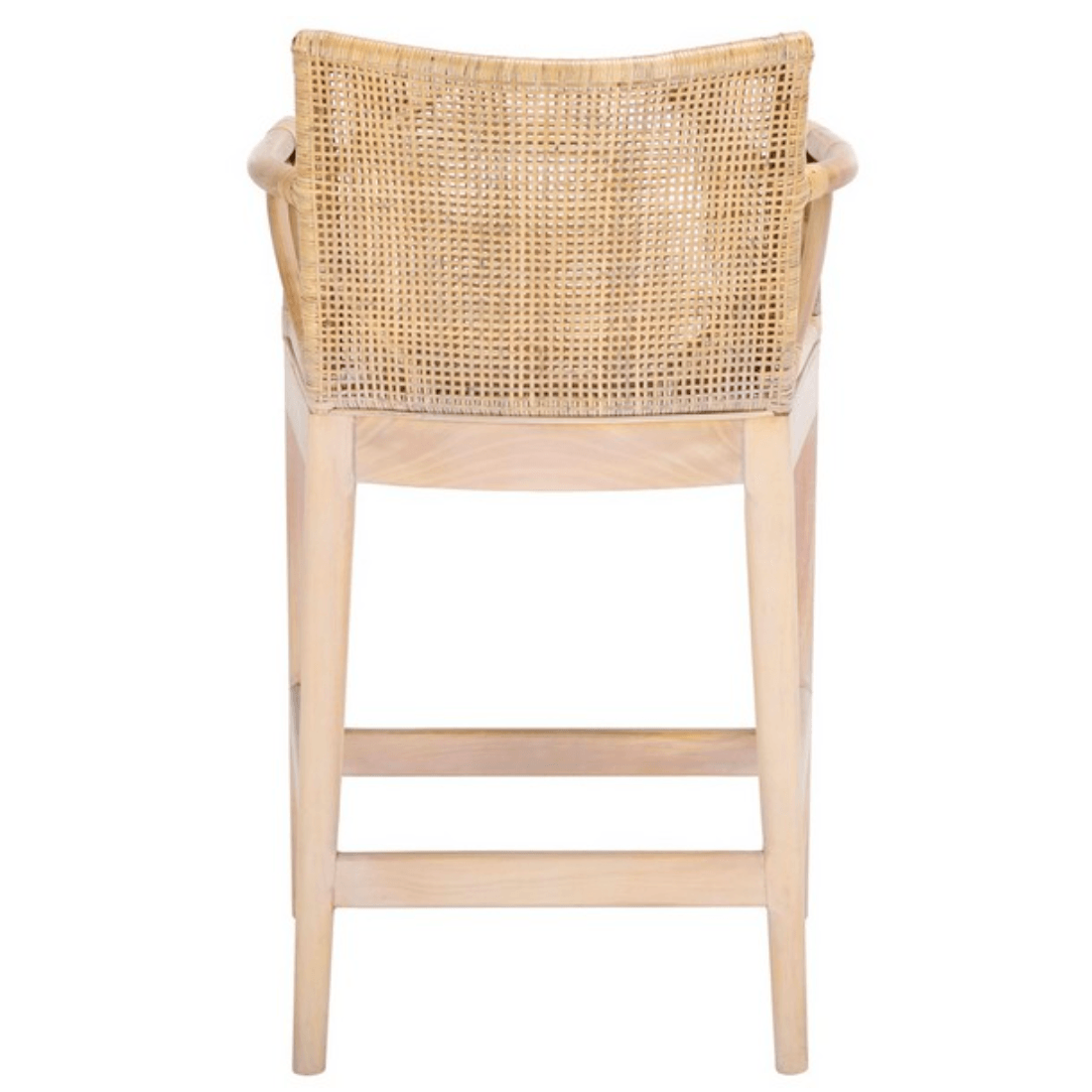 Gianni Rattan Counter Stool in White Wash with Wooden Legs