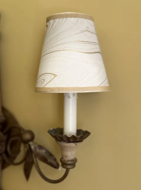 Sconce Lampshade in Marbled Ivory (Gold trim)