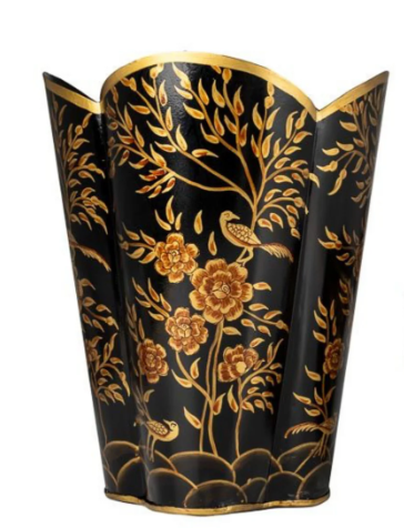 Black & Gold PHEASANT Wastepaper Basket