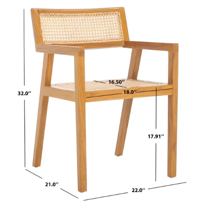 Cire Rattan Dining Chair in Natural with Teak Frame