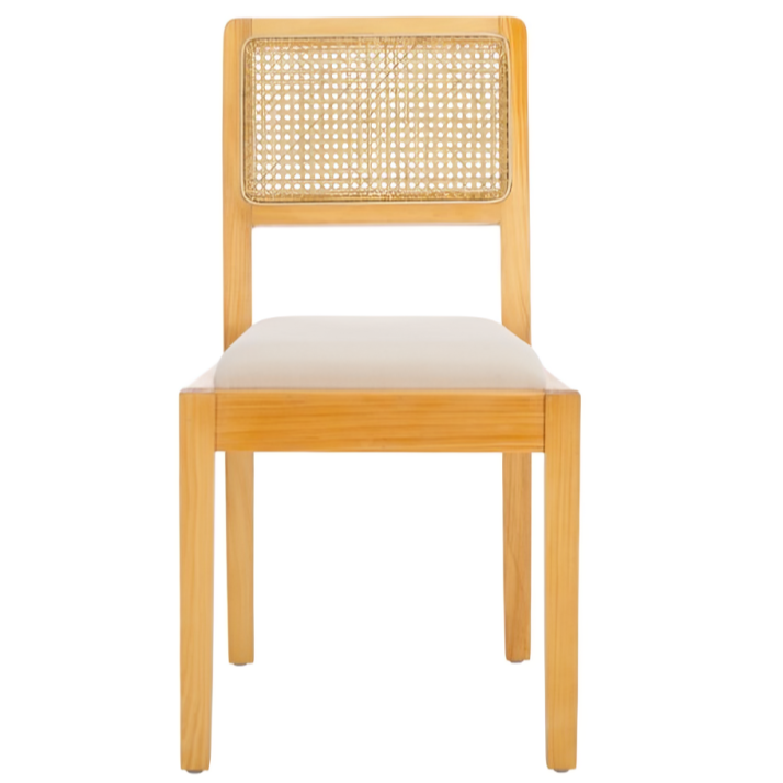 Suzetta Rattan Dining Chair in Natural/White with Cushion