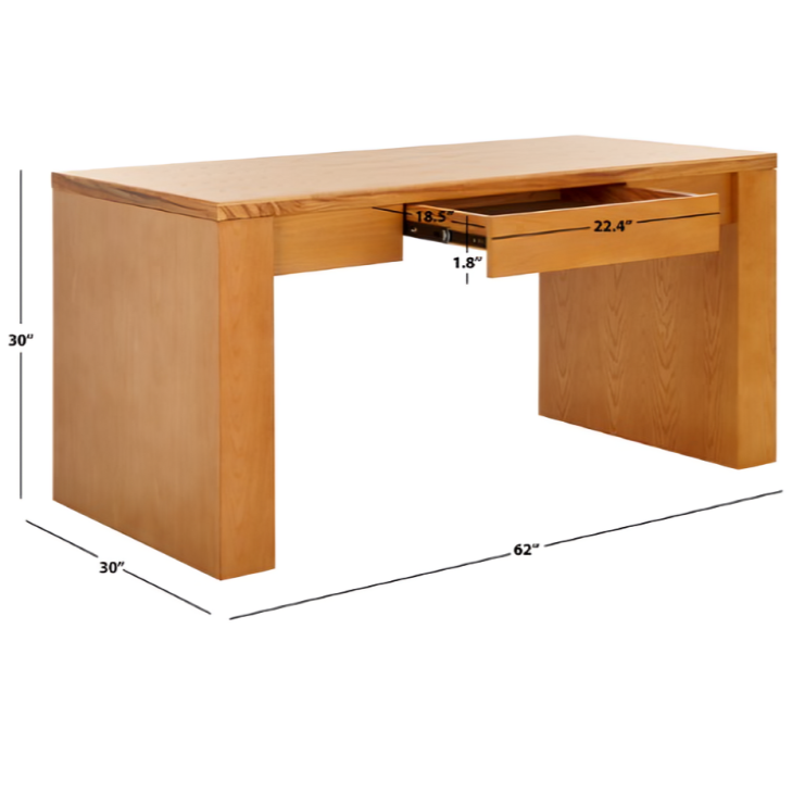 Deborah Elm Wood Desk in Natural with Drawer