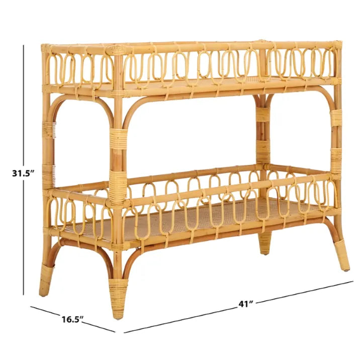 Isaiah Rattan Storage Unit in Natural with 2 Tier Shelves