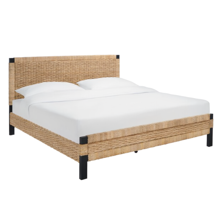 Galen Woven Banana Stem Bed in Natural and Black