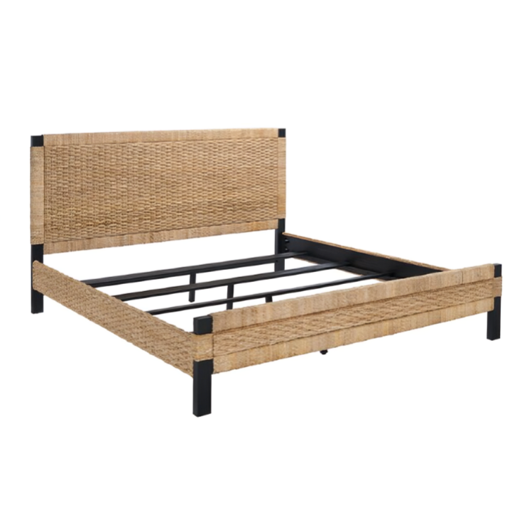 Galen Woven Banana Stem Bed in Natural and Black