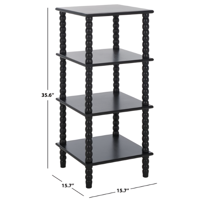 Dilyn 4 Tier Wood Shelving Unit in Matte Black